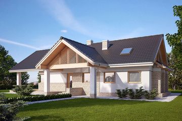Projekt domu LK&1144 - parterowy z poddaszem dom o powierzchni 151,27 m², dach dwuspadowy - ujęcie 3