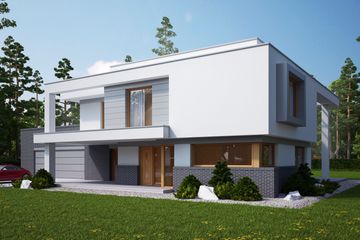 Projekt domu LK&1142 - z pełnym piętrem dom o powierzchni 270,66 m², dach płaski - ujęcie 2