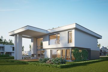 Projekt domu LK&1138 - z pełnym piętrem dom o powierzchni 270,06 m², dach kopertowy, koszt budowy 797 000 zł - ujęcie frontu