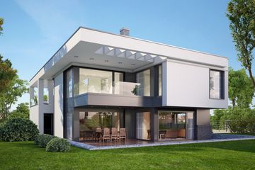 Projekt domu LK&1136 - z pełnym piętrem dom o powierzchni 181,96 m², dach kopertowy, koszt budowy 556 000 zł - ujęcie frontu