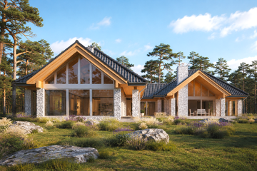 Projekt domu LK&1135 - parterowy dom o powierzchni 314,54 m², dach wielospadowy - ujęcie frontu