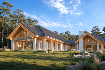 Projekt domu LK&1135 - parterowy dom o powierzchni 314,54 m², dach wielospadowy - ujęcie 2