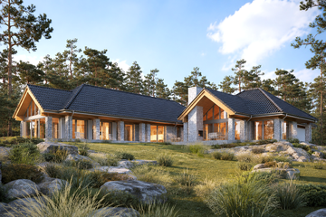 Projekt domu LK&1135 - parterowy dom o powierzchni 314,54 m², dach wielospadowy - ujęcie 3