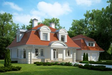 Projekt domu LK&1132 - parterowy z poddaszem dom o powierzchni 163,87 m², dach namiotowy, koszt budowy 495 000 zł - ujęcie frontu