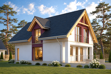 Projekt domu LK&1128 - parterowy z poddaszem dom o powierzchni 123,88 m², dach dwuspadowy - ujęcie 2
