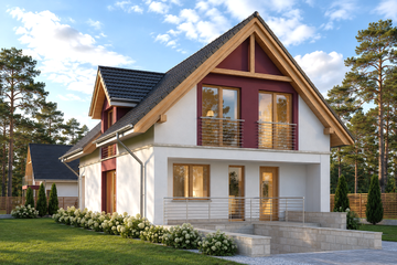Projekt domu LK&1128 - parterowy z poddaszem dom o powierzchni 123,88 m², dach dwuspadowy - ujęcie 3