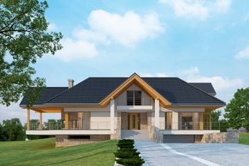 Projekt domu LK&1127 - parterowy z poddaszem dom o powierzchni 194,64 m², dach wielospadowy - ujęcie 2
