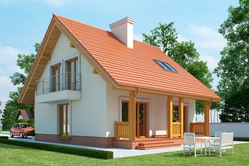 Projekt domu LK&1118 - parterowy z poddaszem dom o powierzchni 99,97 m², dach dwuspadowy - ujęcie 2
