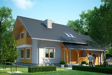 Projekt domu LK&1112 - parterowy z poddaszem dom o powierzchni 103,87 m², dach dwuspadowy - ujęcie 3