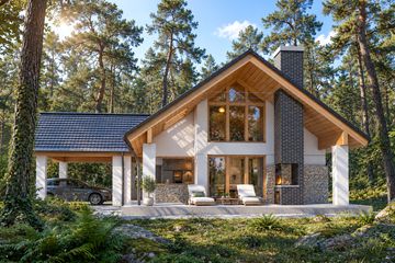 Projekt domu LK&1109 - parterowy z poddaszem dom o powierzchni 129,50 m², dach dwuspadowy, koszt budowy 417 000 zł - ujęcie frontu