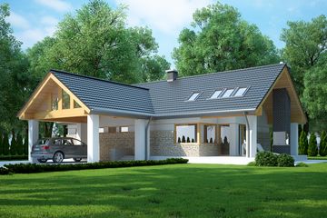 Projekt domu LK&1109 - parterowy z poddaszem dom o powierzchni 129,50 m², dach dwuspadowy - ujęcie 2
