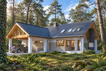 Projekt domu LK&1109 - parterowy z poddaszem dom o powierzchni 129,50 m², dach dwuspadowy - ujęcie 2
