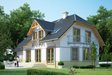 Projekt domu LK&1107 - parterowy z poddaszem dom o powierzchni 158,53 m², dach naczółkowy - ujęcie 2