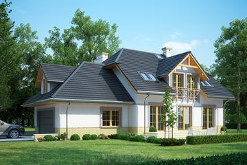 Projekt domu LK&1107 - parterowy z poddaszem dom o powierzchni 158,53 m², dach naczółkowy - ujęcie 3