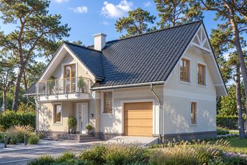 Projekt domu LK&1098 - parterowy z poddaszem dom o powierzchni 130,08 m², dach dwuspadowy, koszt budowy 358 000 zł - ujęcie frontu