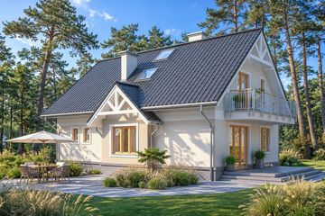Projekt domu LK&1098 - parterowy z poddaszem dom o powierzchni 130,08 m², dach dwuspadowy - ujęcie 2