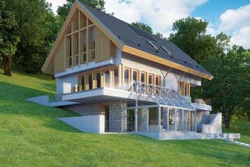 Projekt domu LK&1096 - parterowy z poddaszem dom o powierzchni 261,28 m², dach dwuspadowy - ujęcie 2