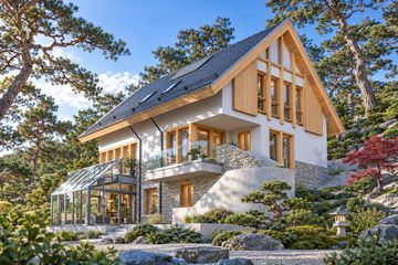 Projekt domu LK&1096 - parterowy z poddaszem dom o powierzchni 261,28 m², dach dwuspadowy - ujęcie 2