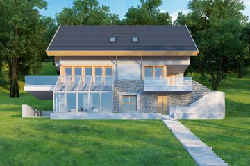 Projekt domu LK&1096 - parterowy z poddaszem dom o powierzchni 261,28 m², dach dwuspadowy - ujęcie 3