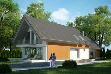 Projekt domu LK&1091 - parterowy z poddaszem dom o powierzchni 168,65 m², dach dwuspadowy - ujęcie 2