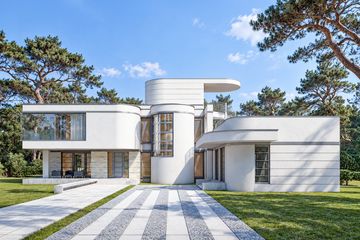Projekt domu LK&1088 - wielokondygnacyjny dom o powierzchni 324,82 m², dach płaski, koszt budowy 1 136 000 zł - ujęcie frontu
