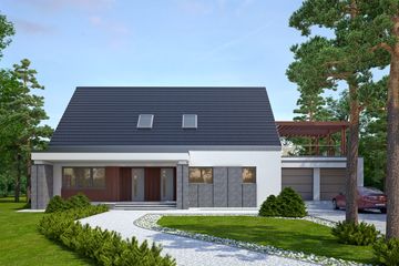 Projekt domu LK&1083 - parterowy z poddaszem dom o powierzchni 213,36 m², dach dwuspadowy - ujęcie 2
