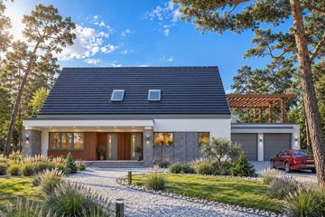 Projekt domu LK&1083 - parterowy z poddaszem dom o powierzchni 213,36 m², dach dwuspadowy - ujęcie 2