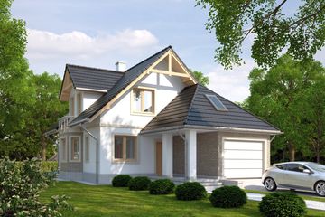 Projekt domu LK&1062 - parterowy z poddaszem dom o powierzchni 107,10 m², dach dwuspadowy - ujęcie 2