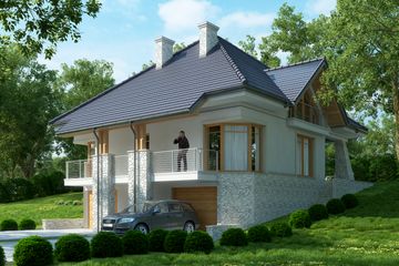 Projekt domu LK&1042 - parterowy z poddaszem dom o powierzchni 202,55 m², dach kopertowy - ujęcie 2