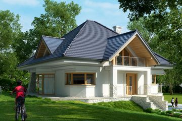 Projekt domu LK&1042 - parterowy z poddaszem dom o powierzchni 202,55 m², dach kopertowy - ujęcie 3