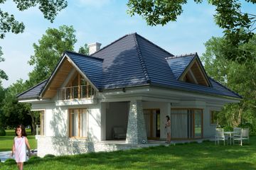 Projekt domu LK&1042 - parterowy z poddaszem dom o powierzchni 202,55 m², dach kopertowy - ujęcie 4