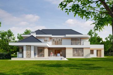 Projekt domu LK&1041 - z pełnym piętrem dom o powierzchni 335,03 m², dach kopertowy - ujęcie 2