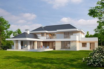 Projekt domu LK&1041 - z pełnym piętrem dom o powierzchni 335,03 m², dach kopertowy - ujęcie 3