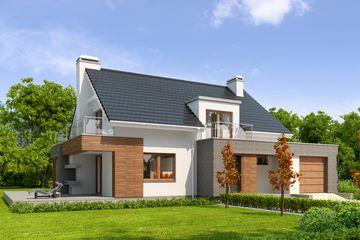 Projekt domu LK&1016 - parterowy z poddaszem dom o powierzchni 151,29 m², dach dwuspadowy - ujęcie 2