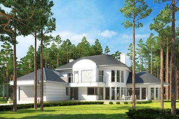 Projekt domu LK&1012 - z pełnym piętrem dom o powierzchni 218,10 m², dach kopertowy, koszt budowy 705 000 zł - ujęcie frontu