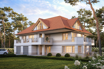 Projekt domu LK&1594 - z pełnym piętrem dom o powierzchni 260,64 m², dach wielospadowy - ujęcie 2