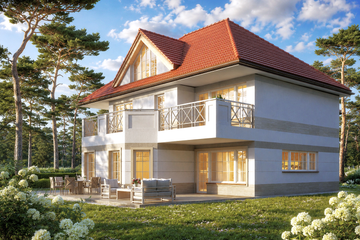 Projekt domu LK&1594 - z pełnym piętrem dom o powierzchni 260,64 m², dach wielospadowy - ujęcie 3