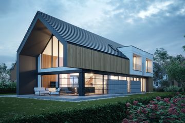Projekt domu LK&1592 - parterowy z poddaszem dom o powierzchni 159,49 m², dach czterospadowy, koszt budowy 485 000 zł - ujęcie frontu