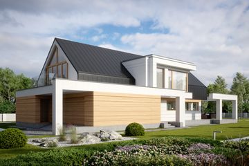 Projekt domu LK&1553 - parterowy z poddaszem dom o powierzchni 230,30 m², dach dwuspadowy - ujęcie 2
