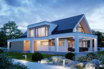 Projekt domu LK&1553 - parterowy z poddaszem dom o powierzchni 230,30 m², dach dwuspadowy - ujęcie 4