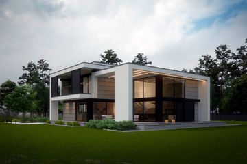 Projekt domu LK&1549 - z pełnym piętrem dom o powierzchni 208,77 m², dach płaski - ujęcie 2