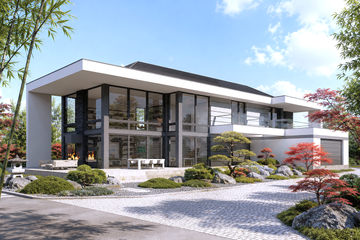 Projekt domu LK&1532 - z pełnym piętrem dom o powierzchni 306,67 m², dach kopertowy, koszt budowy 934 000 zł - ujęcie frontu