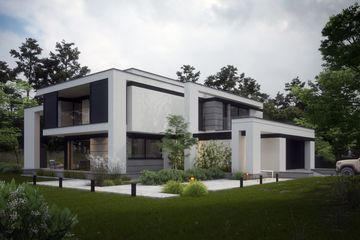 Projekt domu LK&1526 - z pełnym piętrem dom o powierzchni 208,77 m², dach płaski - ujęcie 2