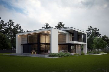 Projekt domu LK&1526 - z pełnym piętrem dom o powierzchni 208,77 m², dach płaski - ujęcie 3