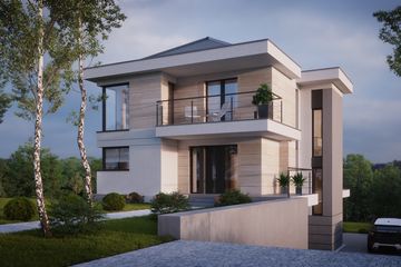 Projekt domu LK&1521 - z pełnym piętrem dom o powierzchni 159,01 m², dach kopertowy, koszt budowy 477 000 zł - ujęcie frontu
