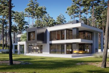 Projekt domu LK&1510 - z pełnym piętrem dom o powierzchni 469,89 m², dach płaski - ujęcie 2