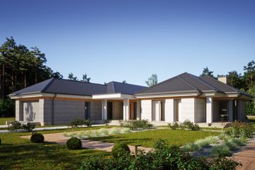 Projekt domu LK&1489 - parterowy dom o powierzchni 270,58 m², dach dwuspadowy - ujęcie 2