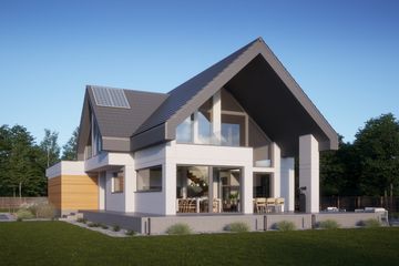 Projekt domu LK&1475 - parterowy z poddaszem dom o powierzchni 185,80 m², dach dwuspadowy - ujęcie 2