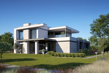 Projekt domu LK&1455 - z pełnym piętrem dom o powierzchni 253,20 m², dach płaski - ujęcie 2
