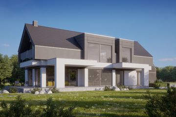 Projekt domu LK&1447 - z pełnym piętrem dom o powierzchni 235,49 m², dach dwuspadowy - ujęcie 3
